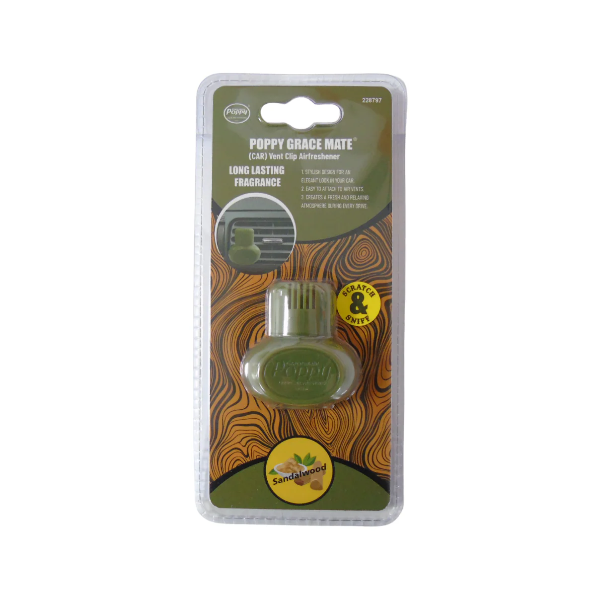 Gracemate: Poppy Vent Air Freshener - Sandalwood