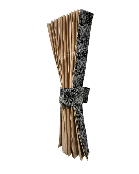 Danish Pluche: Beige & Grey Side Curtain Set - Image 4